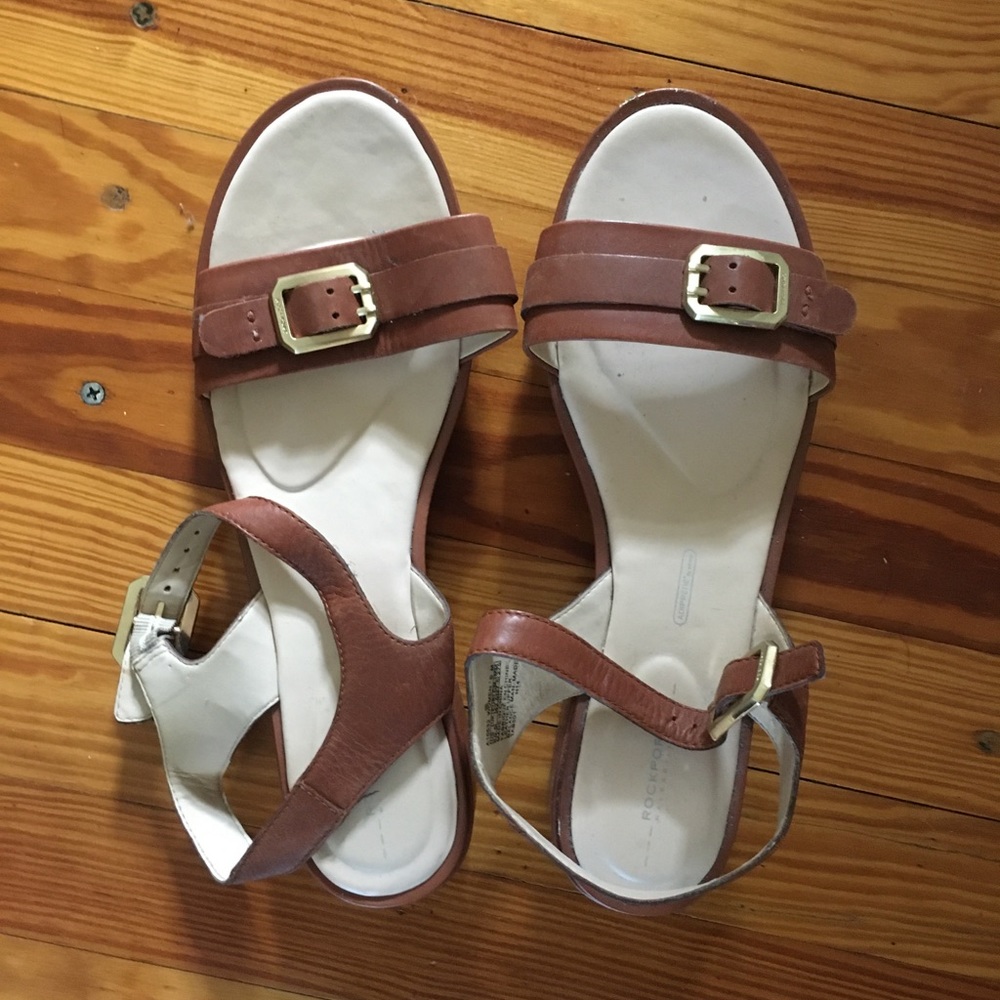 Rockport tan leather sandals, size 10.5